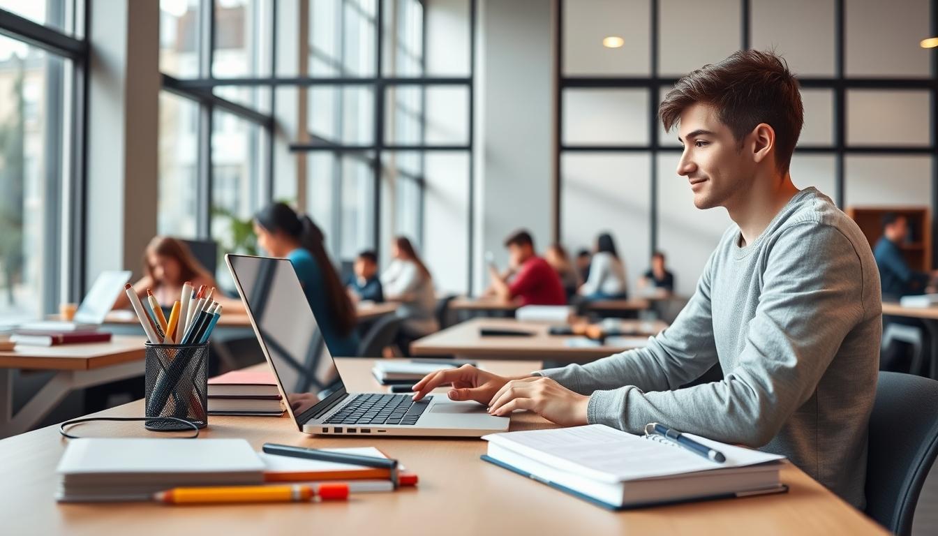 Student using online courses for flexible education